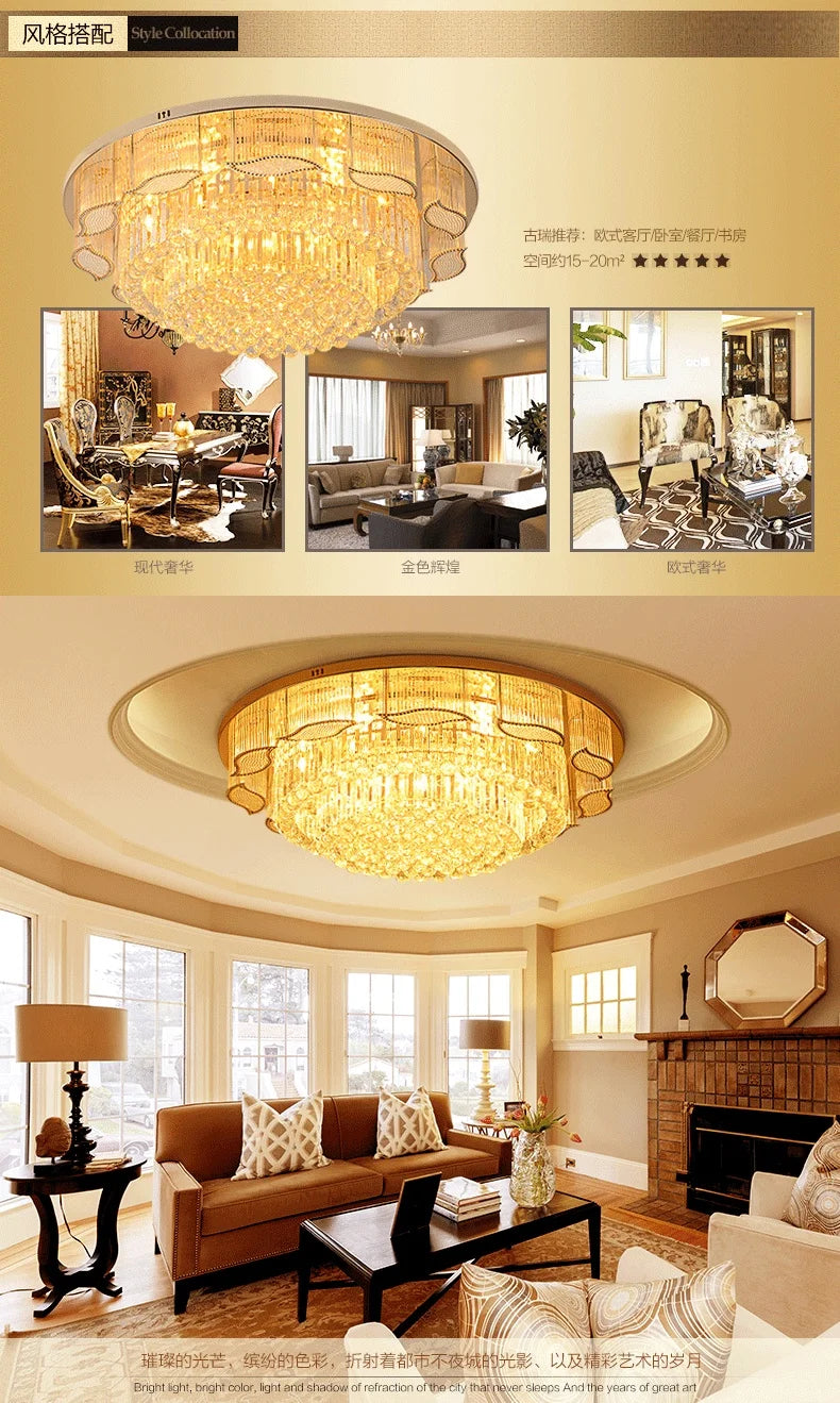 Modern Gold Square Circular Led Crystal Ceiling Lamp Living Room Hall Bedroom for Hotel  Luxurious Plafondlamp Ceiling Lights