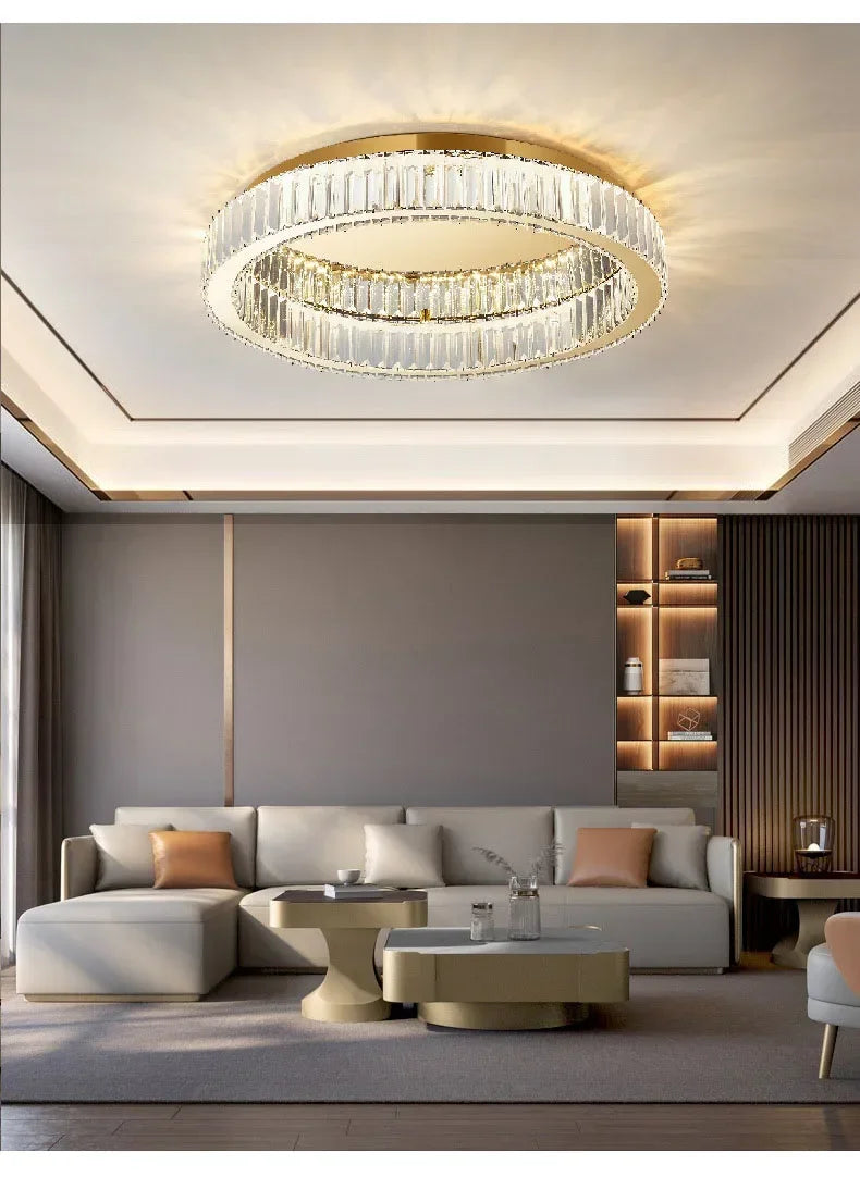 Nordic LED Crystal Circle Ceiling Lamp Chandeliers Lighting for Living Room Bedroom Home Indoor Decor Lampara techo Luminaire