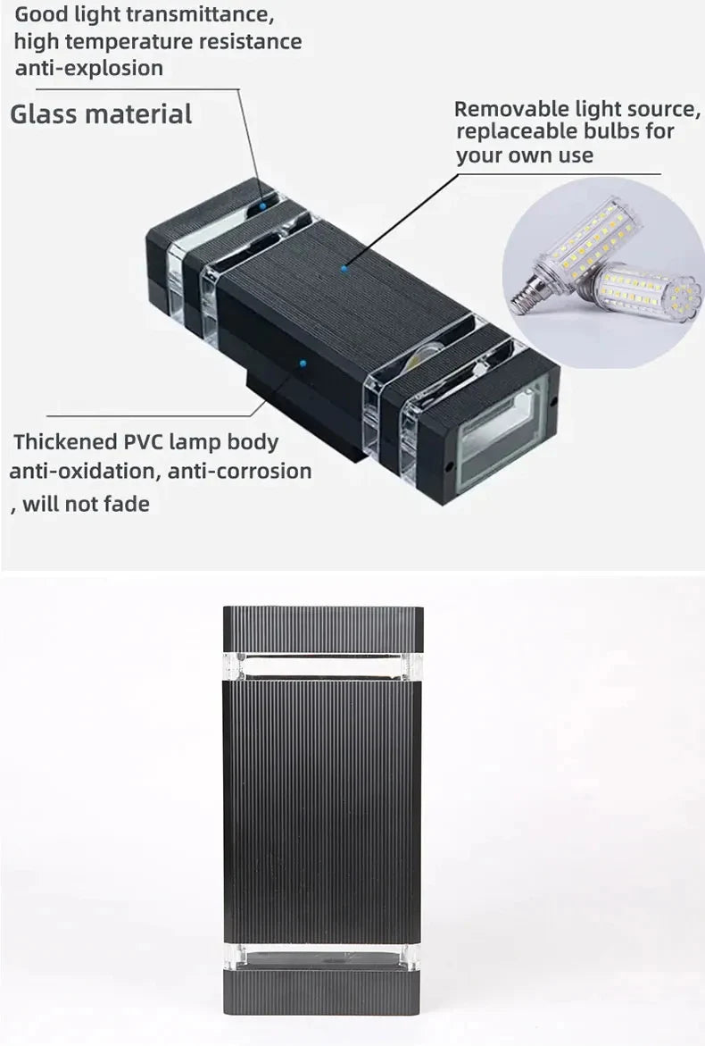 LED Outdoor Wall Lights E27 Up Down Exterior Wall Sconce IP65 Waterproof Led Sconce Lamp for Porch Front Door Garden Wall Lamp