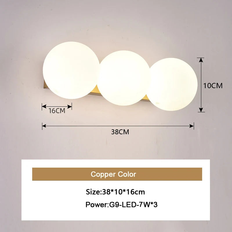 Nordic Indoor G9 9W LED Wall Lamps Decor for Living Room Bedroom with Glass Ball LED Wall Lights Wall Sconce for Home Lighting
