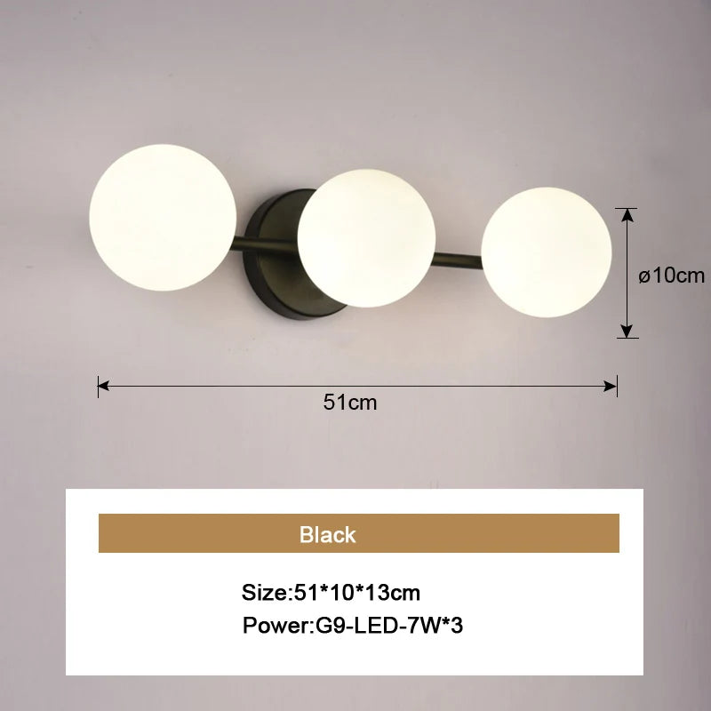 Nordic Indoor G9 9W LED Wall Lamps Decor for Living Room Bedroom with Glass Ball LED Wall Lights Wall Sconce for Home Lighting
