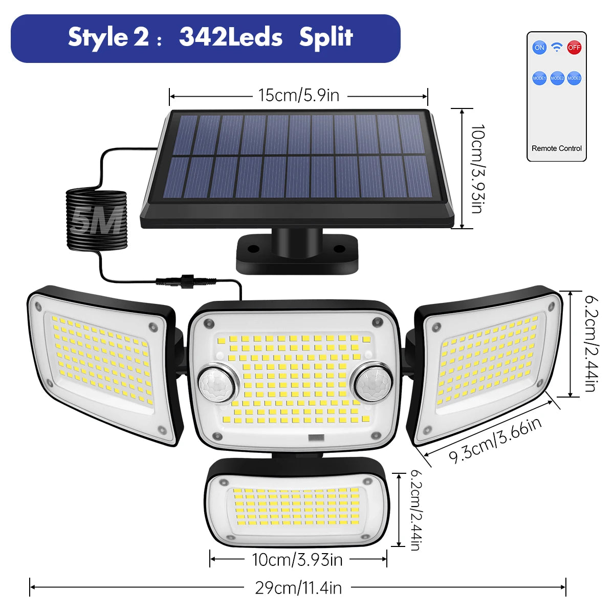 Outdoor Solar Lights Solar Motion Sensor Lights 342/253/182 LED Security Solar Wall Lamp With 3 Modes Waterproof Flood Lights