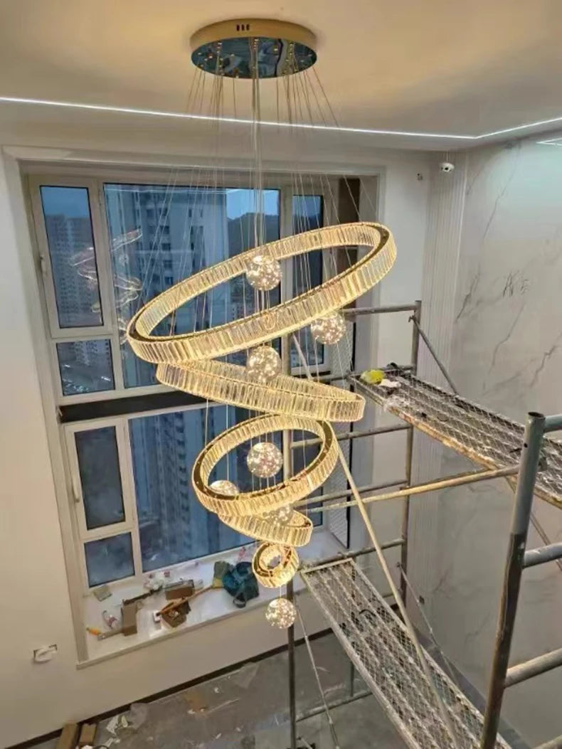 Modern home decoration crystal chandelier, stair Pendant lamp, living room Pendant lights, interior lighting