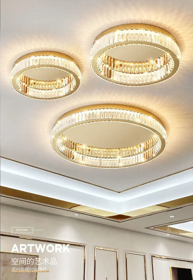 Nordic LED Crystal Circle Ceiling Lamp Chandeliers Lighting for Living Room Bedroom Home Indoor Decor Lampara techo Luminaire