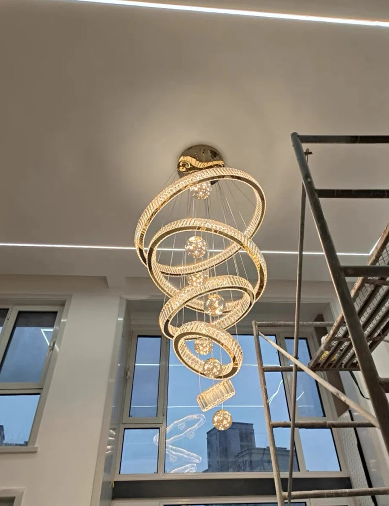 Modern home decoration crystal chandelier, stair Pendant lamp, living room Pendant lights, interior lighting
