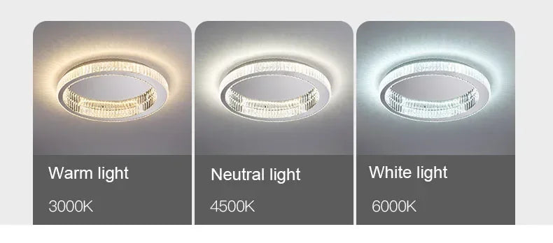 Nordic LED Crystal Circle Ceiling Lamp Chandeliers Lighting for Living Room Bedroom Home Indoor Decor Lampara techo Luminaire