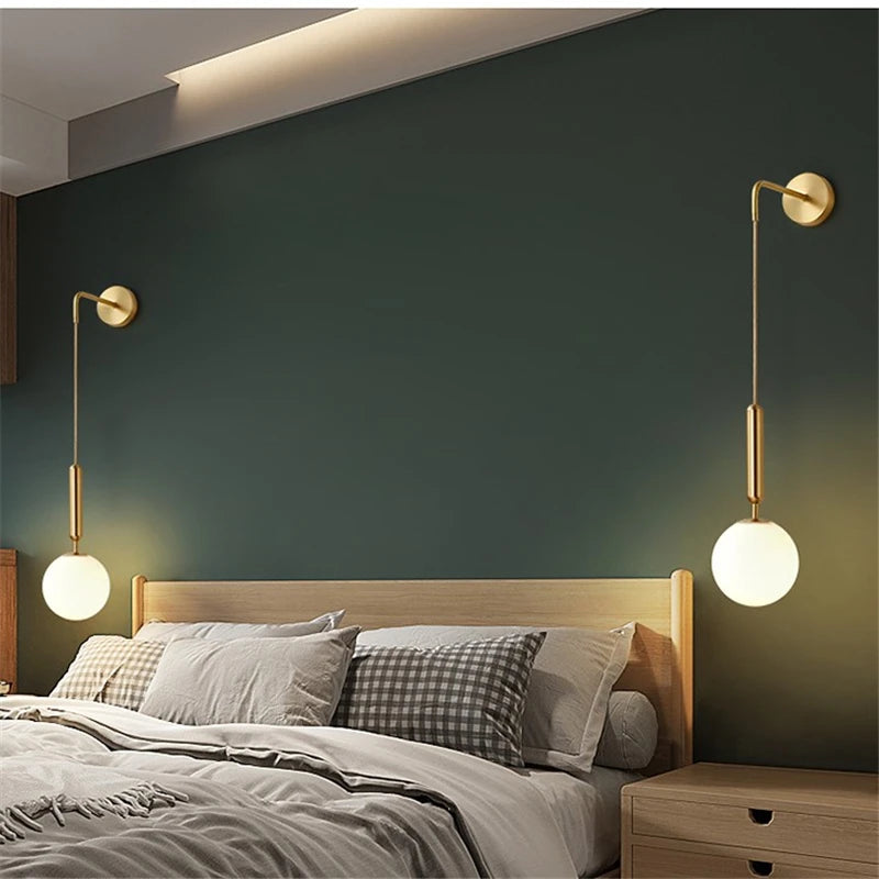Modern Simple Glass Wall Lamp Nordic Creative LED Luxury Wall Lamps for Living Room Bedroom Bedside Wall Light Fixtures Lighting