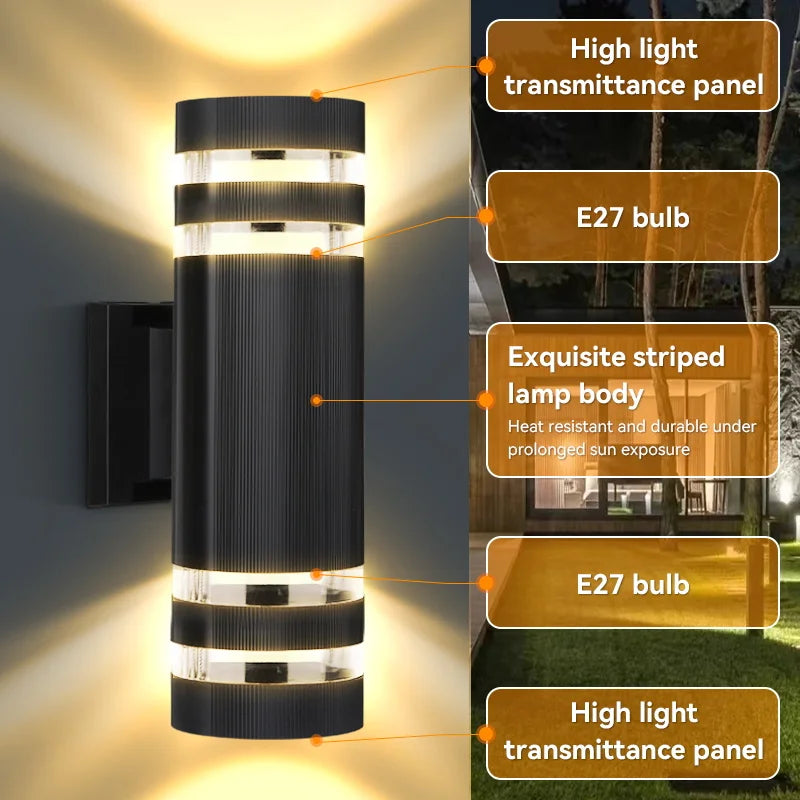 LED Outdoor Wall Lights E27 Up Down Exterior Wall Sconce IP65 Waterproof Led Sconce Lamp for Porch Front Door Garden Wall Lamp