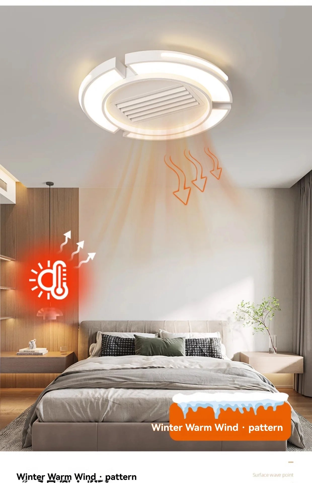 New Ceiling Fan Bladeless with Light Living Dining Room Cold Warm Mode LED Invisible Ceiling Fan Lamp Remote Control Bedroom