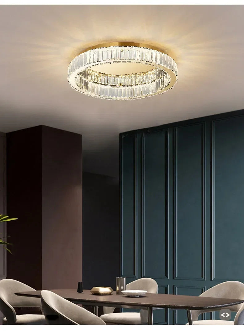 Nordic LED Crystal Circle Ceiling Lamp Chandeliers Lighting for Living Room Bedroom Home Indoor Decor Lampara techo Luminaire
