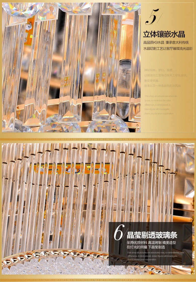 Modern Gold Square Circular Led Crystal Ceiling Lamp Living Room Hall Bedroom for Hotel  Luxurious Plafondlamp Ceiling Lights
