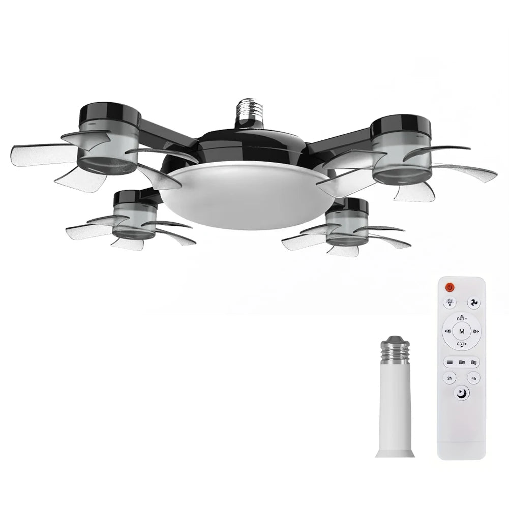 Universal Dimming Drone Fan with LED Light Remote Control Silent Ceiling Drone Fan 3 Gears for Dining Room Bedroom Living Room
