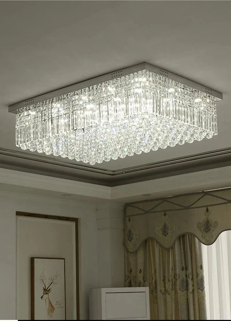 Rectangular and Square Luxurious Villa Living Room Lamp LED Crystal Ceiling Lamp Modern Restaurant Bedroom Home Decor Fixtures