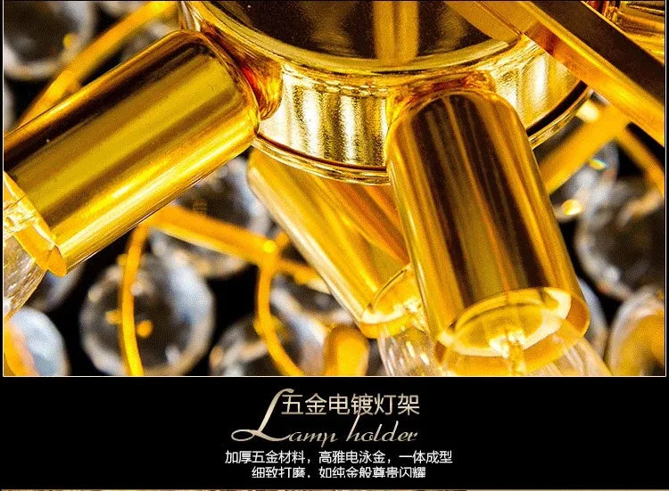 Luxury Continental Circular Golden Living Room Lobby Restaurant Crystal Hotel Decoration Elegant Ceiling Lamp Ceiling Chandelier