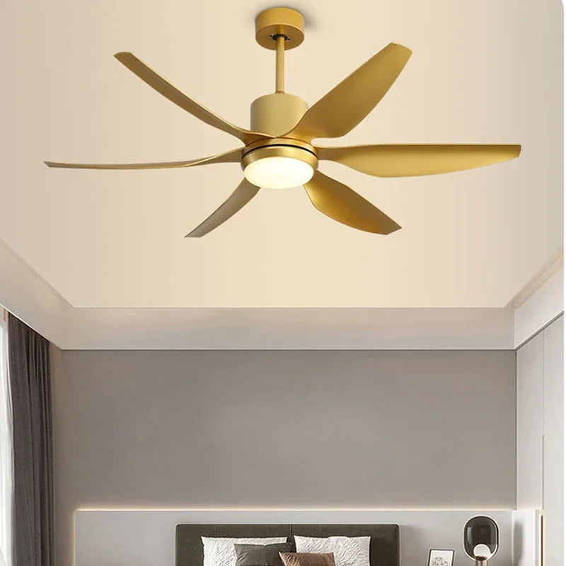 Hongcui American Ceiling Fan Light Contemporary Creative LED Lamp Gold With Remote Control for Home Living Room Bedroom Decor