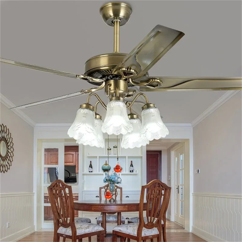 Hongcui Classical Ceiling Fan Light Large 52 Inch Lamp With Remote Control Modern Simple LED For Home Living Room