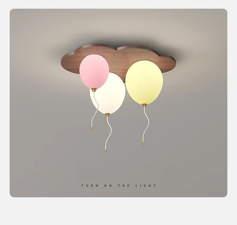 Modern Balloon LED Ceiling Lights Wooden For Children's Room Decoration Baby's Boy Girl Bedroom Lustre Creative Chandelier Lamp