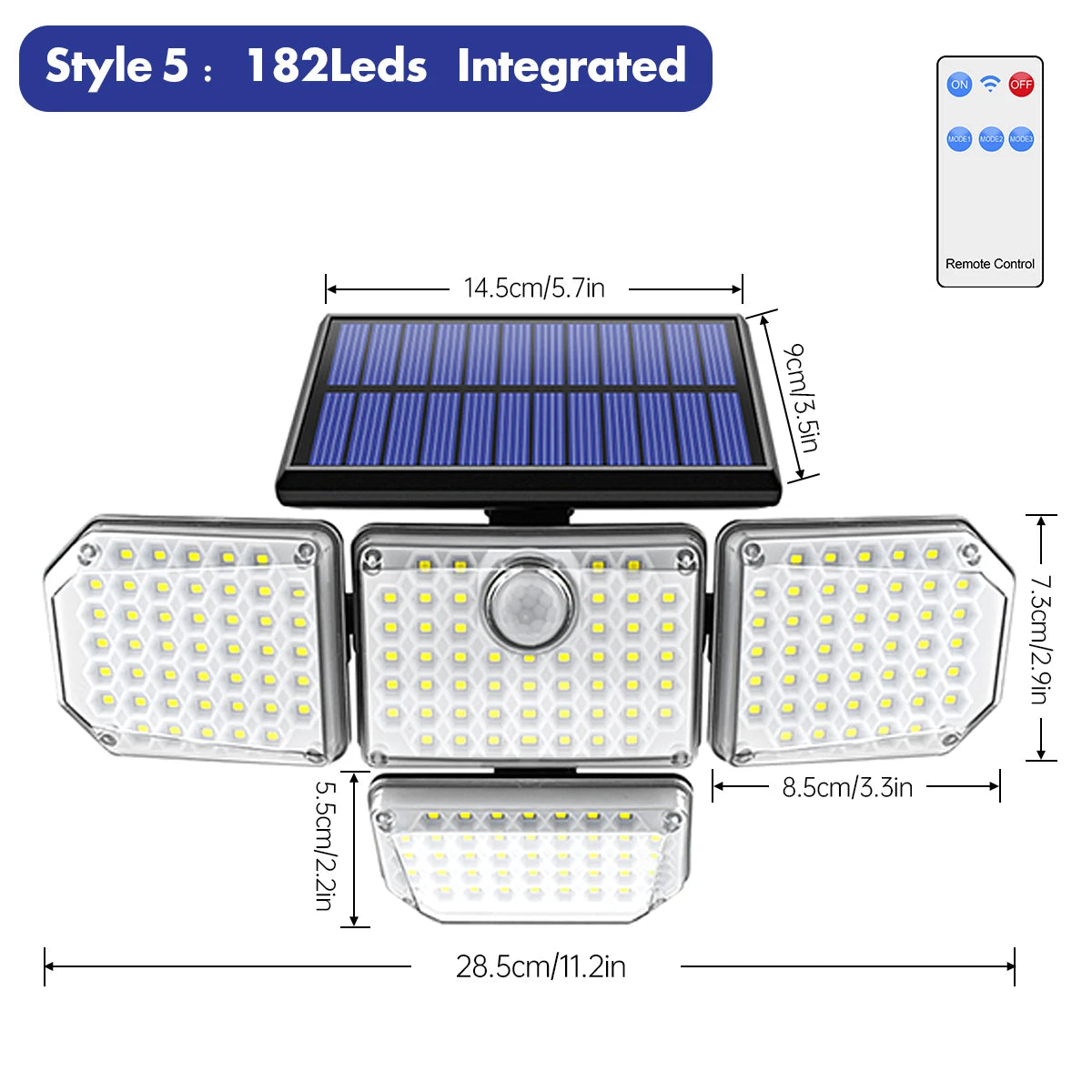Outdoor Solar Lights Solar Motion Sensor Lights 342/253/182 LED Security Solar Wall Lamp With 3 Modes Waterproof Flood Lights