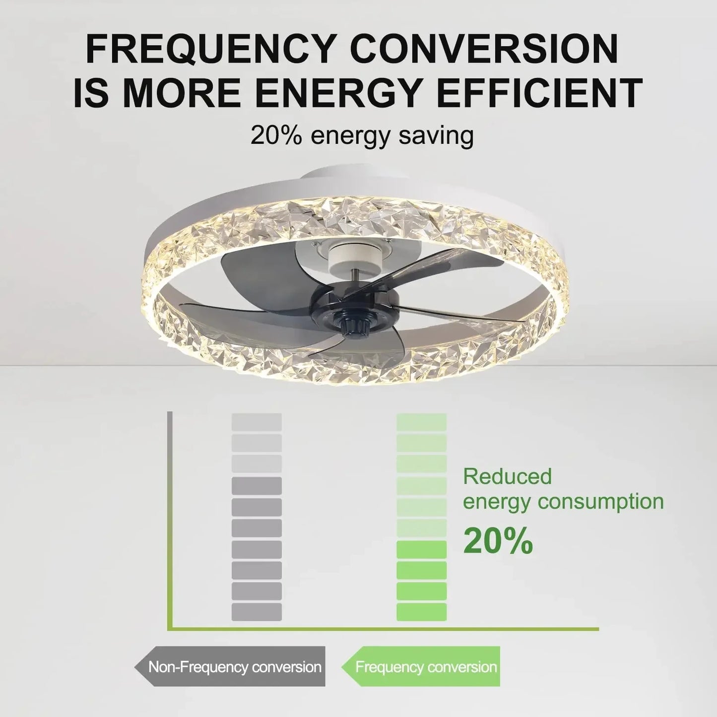 Modern Crystal Led Ceiling Fan Low Noise Lamps for Living Dining Table Room Bedroom Home Decoration Remote Control Light Fixture
