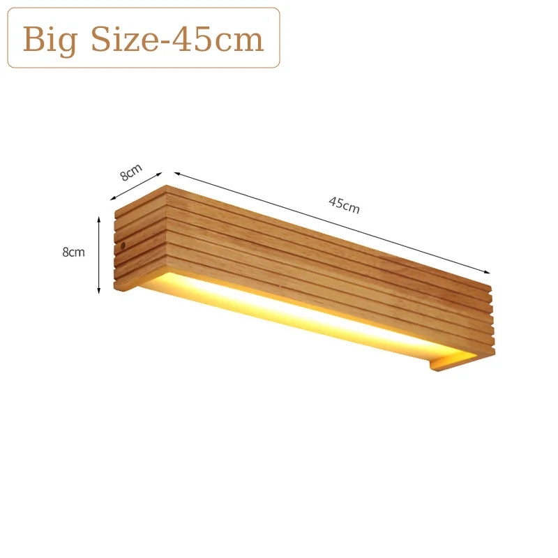 Modern Solid Wooden LED Wall Lamps Linear Nordic Corridor Bedroom Decoration Bathroom Mirror Indoor Lighting Home Living Room