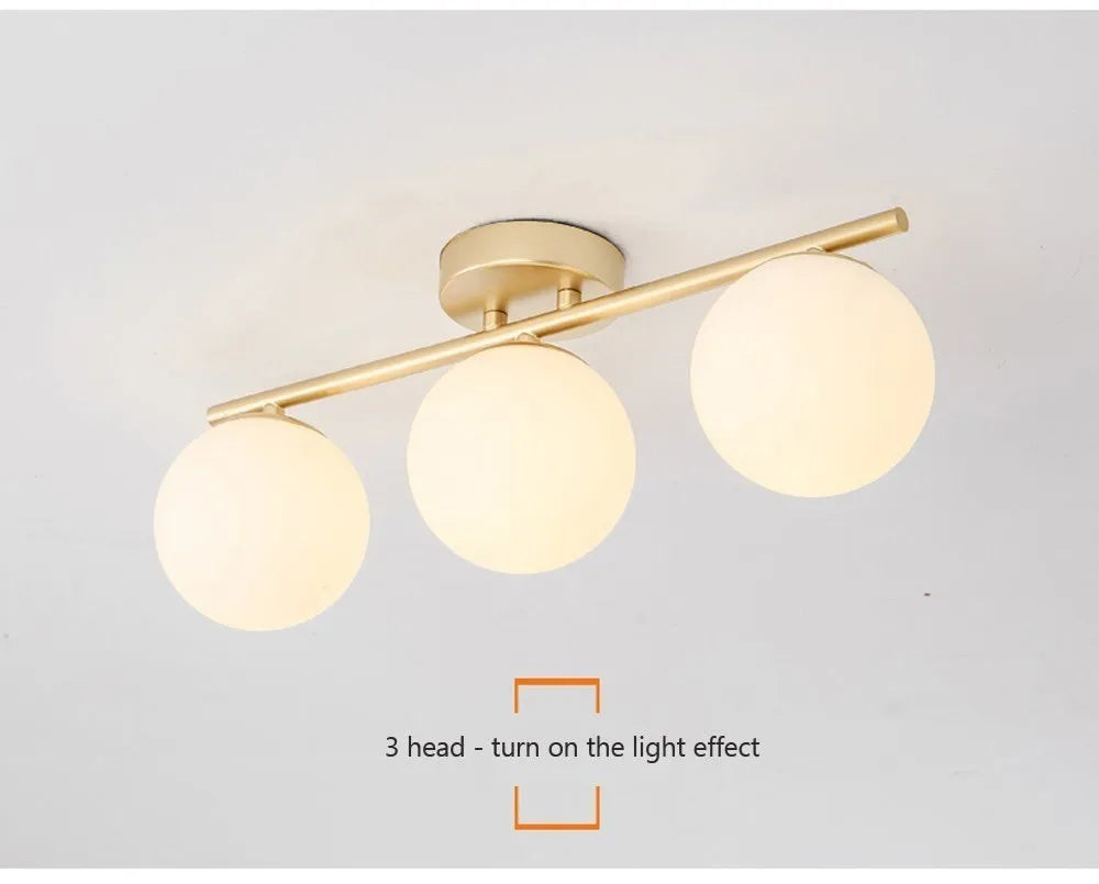 Nordic Glass Ceiling Light LED  White Ball Creative Golden Corridor Lamp Entrance Cloakroom Balcony Bedroom Dining Room Lighting