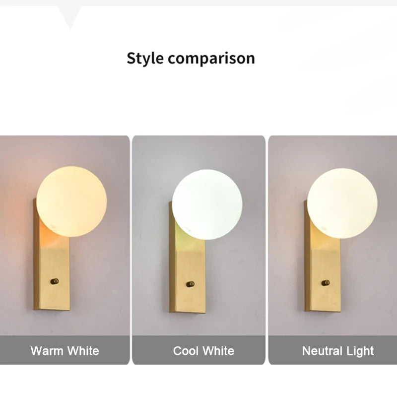 Nordic Indoor G9 9W LED Wall Lamps Decor for Living Room Bedroom with Glass Ball LED Wall Lights Wall Sconce for Home Lighting