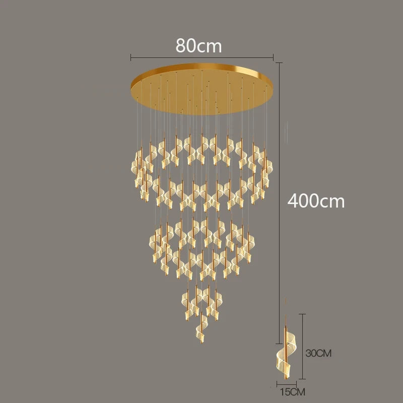 Modern LED Staircase Chandelier Living Room Villa Hall Light Luxury Long Line Spiral Duplex Building Nordic Simple Chandelier