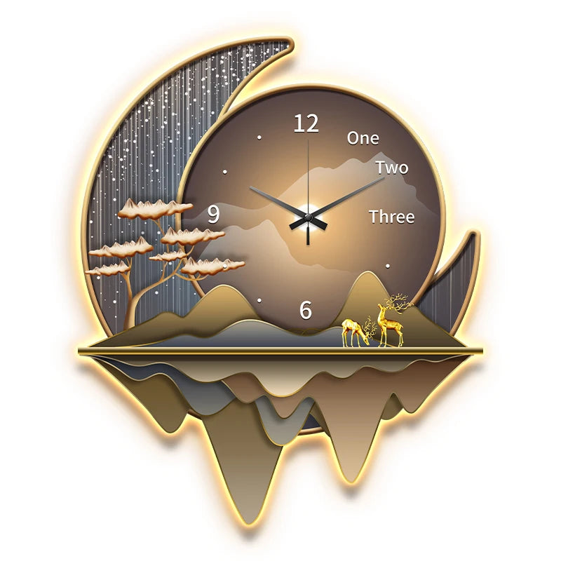 Luxury Light Creative Clock Wall Lamps Kitchen Table Decoration Painting Living Room Silent Background Lustre Home Mural Lights