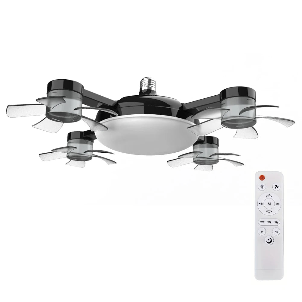 Universal Dimming Drone Fan with LED Light Remote Control Silent Ceiling Drone Fan 3 Gears for Dining Room Bedroom Living Room