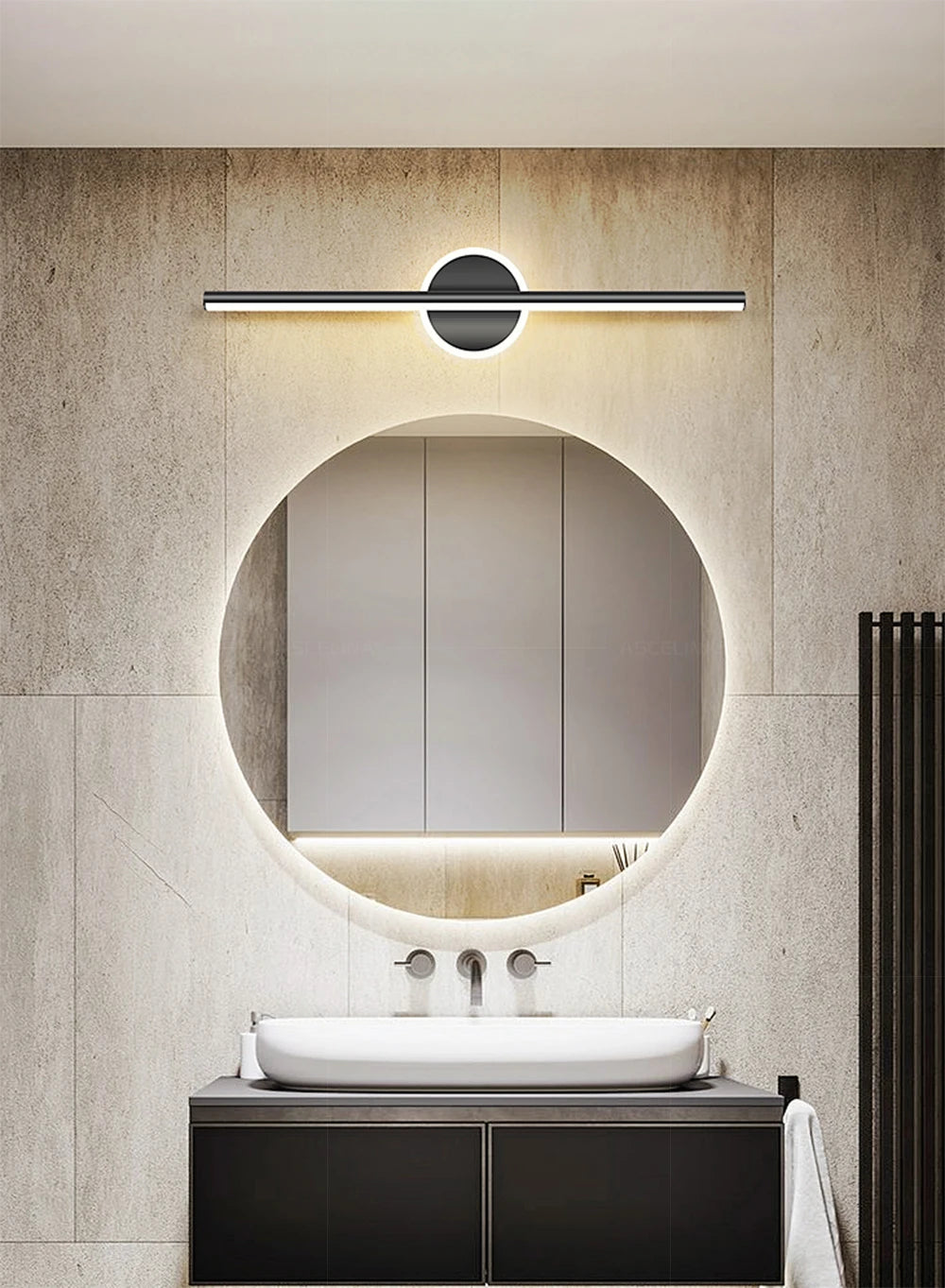 Modern LED Wall Lamp 40/60cm Mirror Light Bathroom Toilet Black Gold Long Strip Fixture Home Decor Led Lighting Lamps Lustre