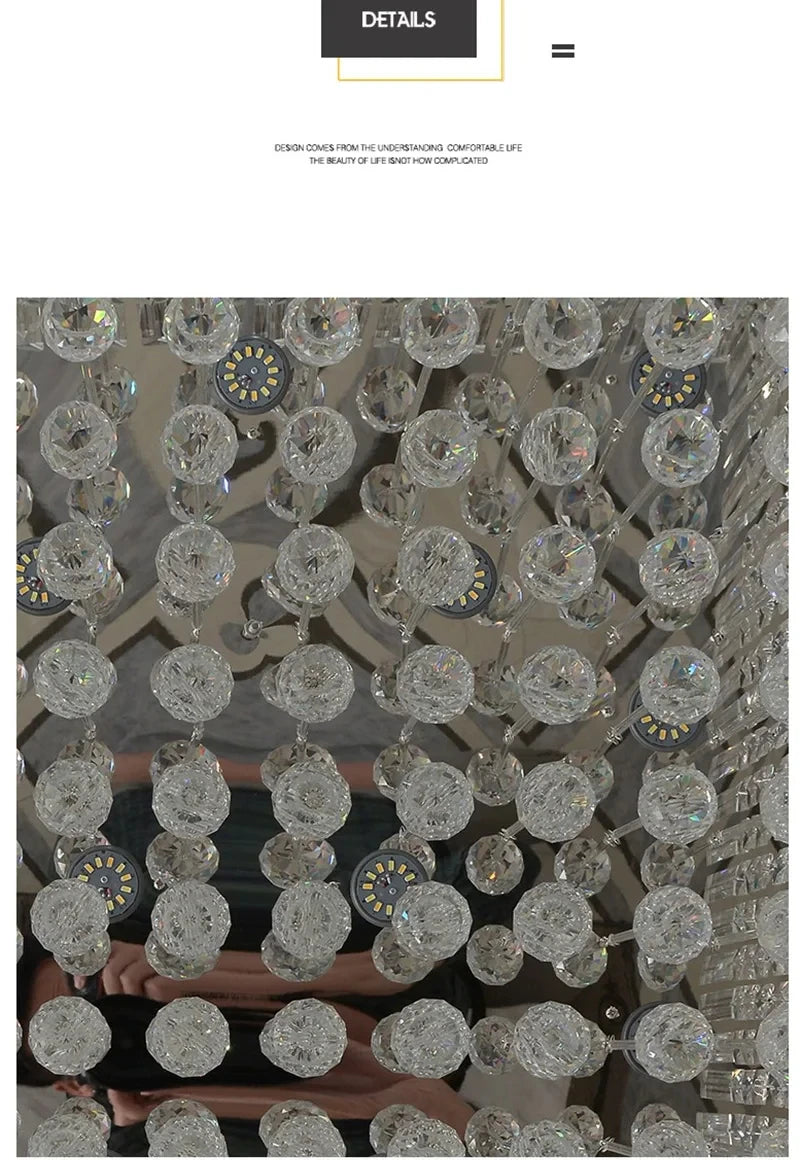 Rectangular and Square Luxurious Villa Living Room Lamp LED Crystal Ceiling Lamp Modern Restaurant Bedroom Home Decor Fixtures