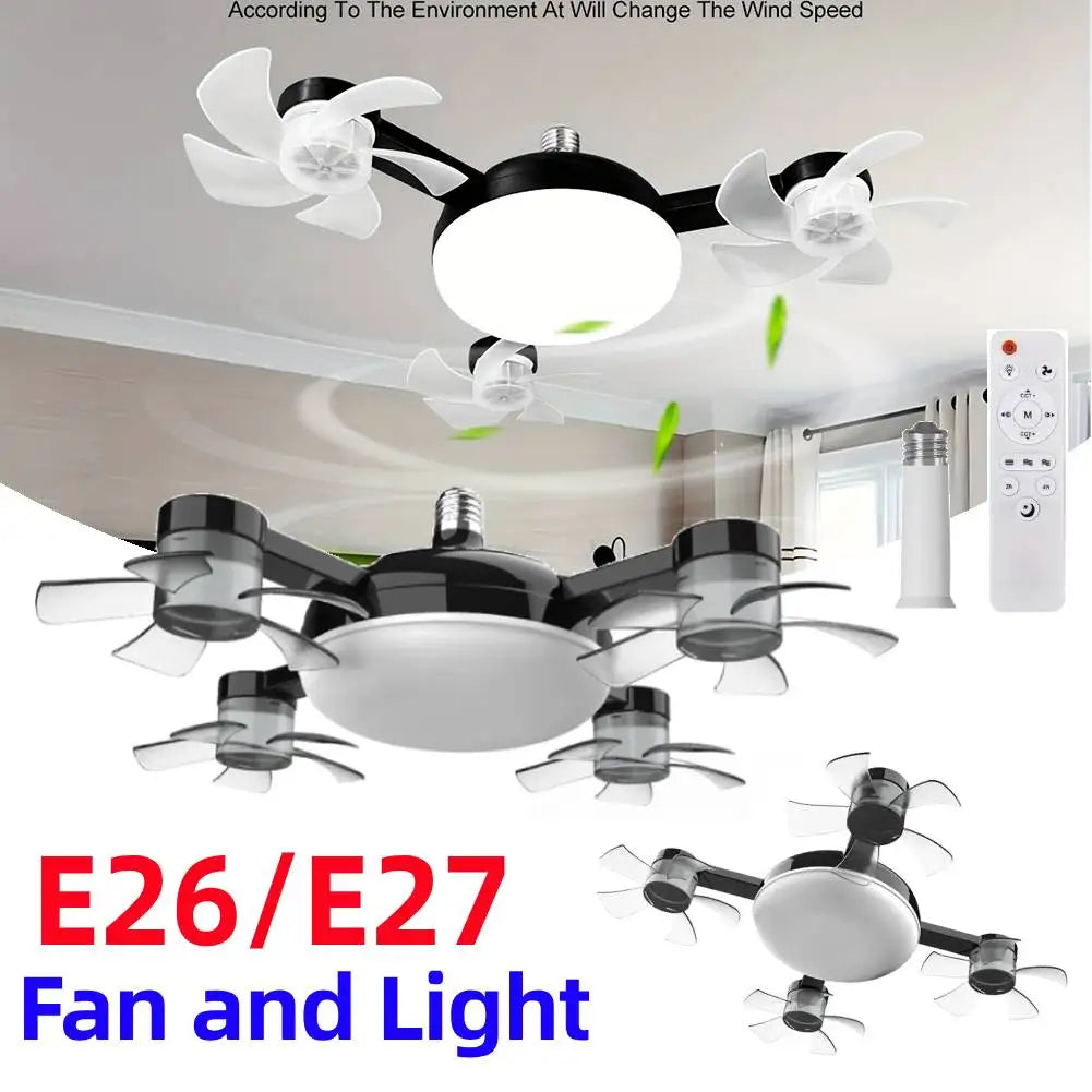 Universal Dimming Drone Fan with LED Light Remote Control Silent Ceiling Drone Fan 3 Gears for Dining Room Bedroom Living Room