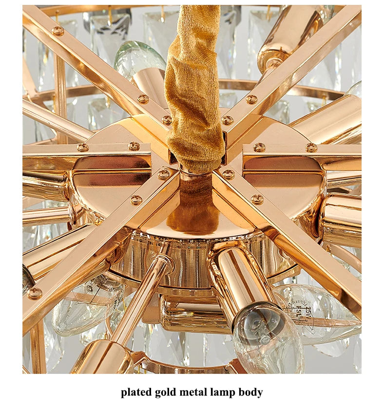 Nordic Led Crystal Chandeliers Gold Luxury Lighting Dining Living Room Bedroom Kitchen Island Lights Indoor Hanging Light Lustre