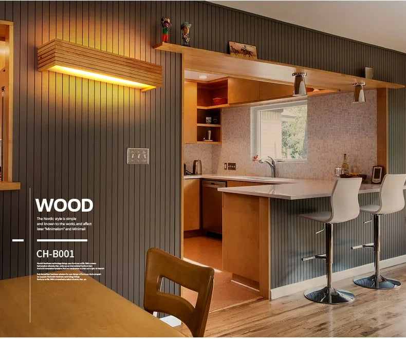 Modern Solid Wooden LED Wall Lamps Linear Nordic Corridor Bedroom Decoration Bathroom Mirror Indoor Lighting Home Living Room