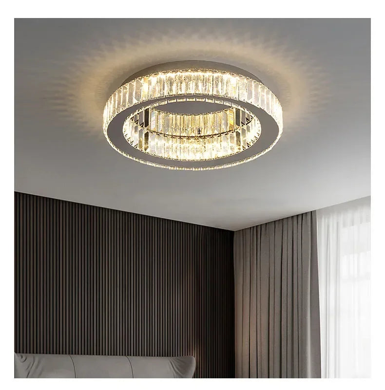 Nordic LED Crystal Circle Ceiling Lamp Chandeliers Lighting for Living Room Bedroom Home Indoor Decor Lampara techo Luminaire