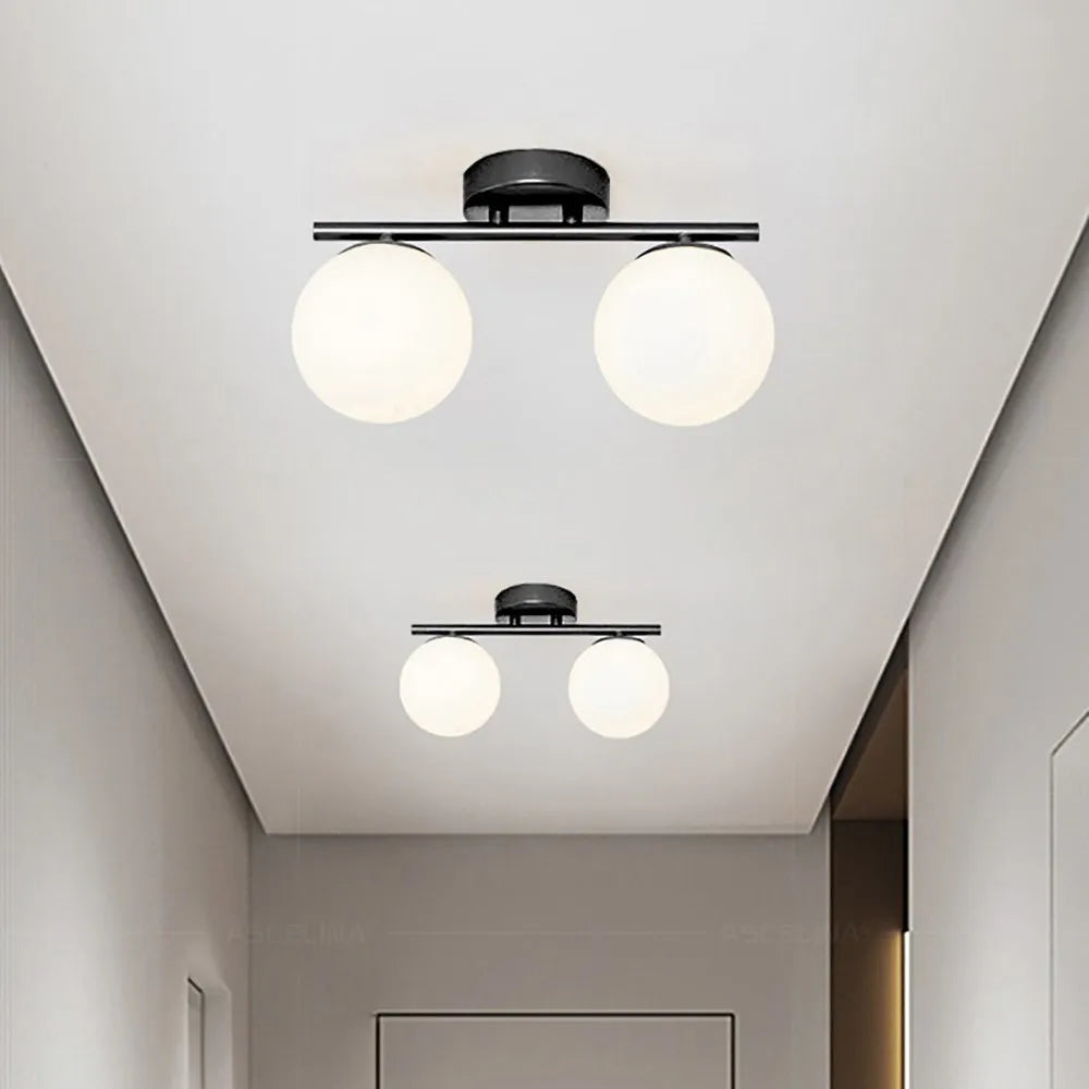 Nordic Glass Ceiling Light LED  White Ball Creative Golden Corridor Lamp Entrance Cloakroom Balcony Bedroom Dining Room Lighting