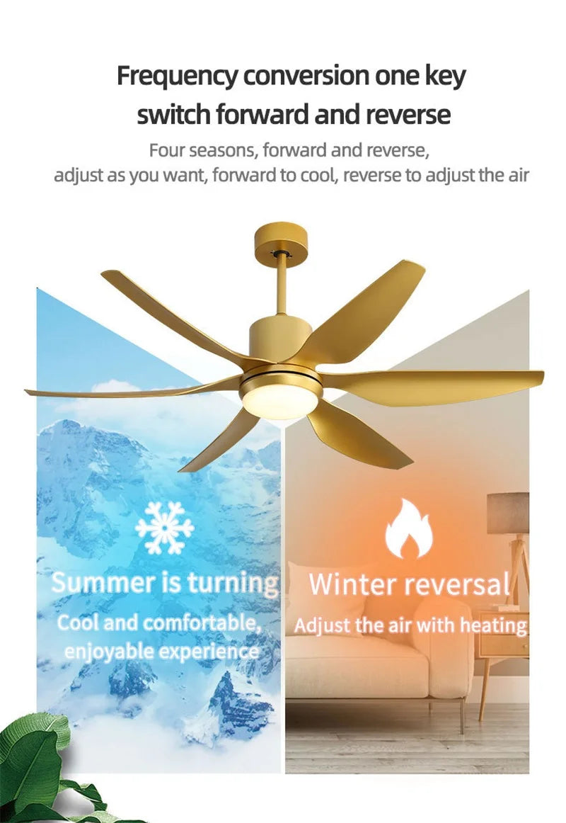Hongcui American Ceiling Fan Light Contemporary Creative LED Lamp Gold With Remote Control for Home Living Room Bedroom Decor