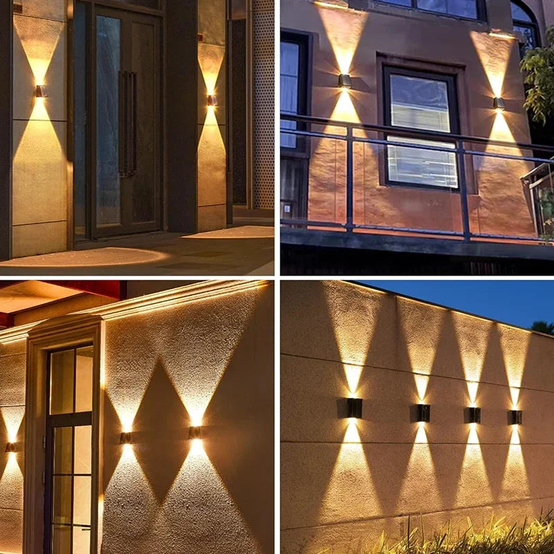LED Solar Light Outdoor Waterproof Wall Lamp Up and Down Light Control Fence Light for Garden Street Balcony Yard Corridor Decor