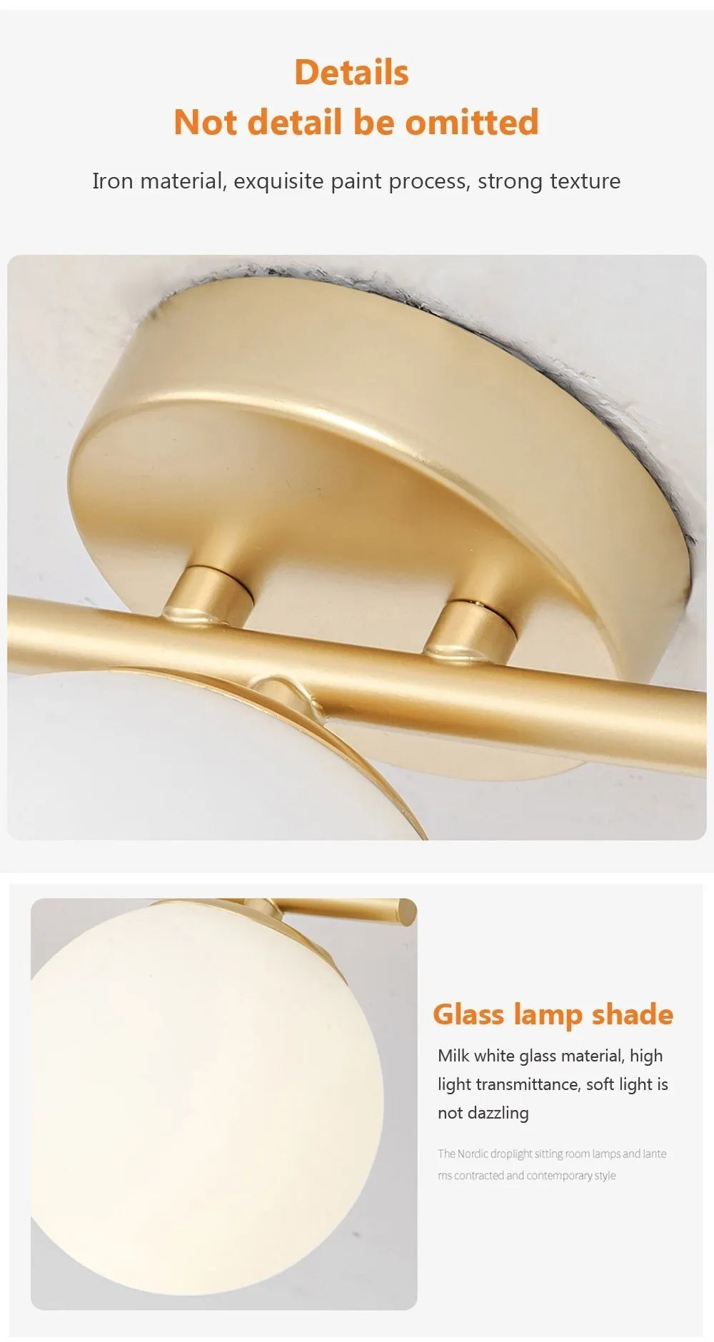 Nordic Glass Ceiling Light LED  White Ball Creative Golden Corridor Lamp Entrance Cloakroom Balcony Bedroom Dining Room Lighting