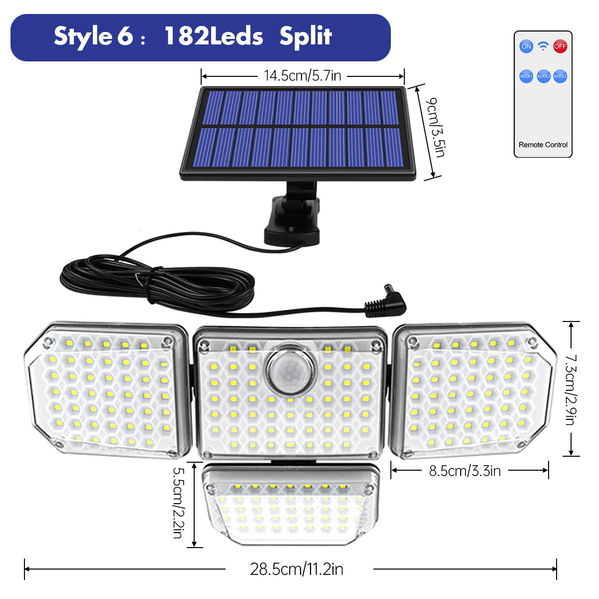 Outdoor Solar Lights Solar Motion Sensor Lights 342/253/182 LED Security Solar Wall Lamp With 3 Modes Waterproof Flood Lights