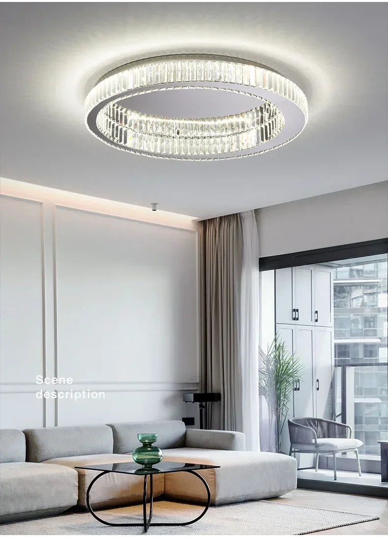 Nordic LED Crystal Circle Ceiling Lamp Chandeliers Lighting for Living Room Bedroom Home Indoor Decor Lampara techo Luminaire