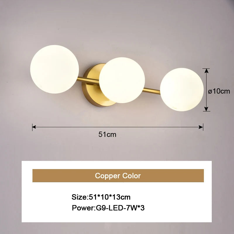 Nordic Indoor G9 9W LED Wall Lamps Decor for Living Room Bedroom with Glass Ball LED Wall Lights Wall Sconce for Home Lighting