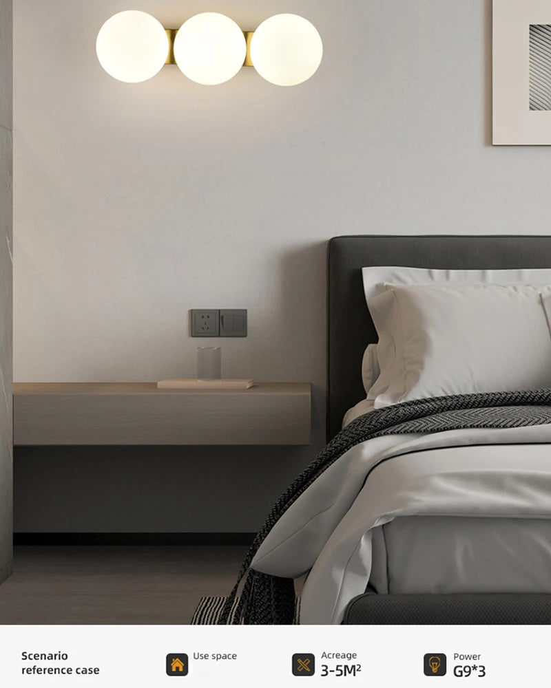 Nordic Indoor G9 9W LED Wall Lamps Decor for Living Room Bedroom with Glass Ball LED Wall Lights Wall Sconce for Home Lighting