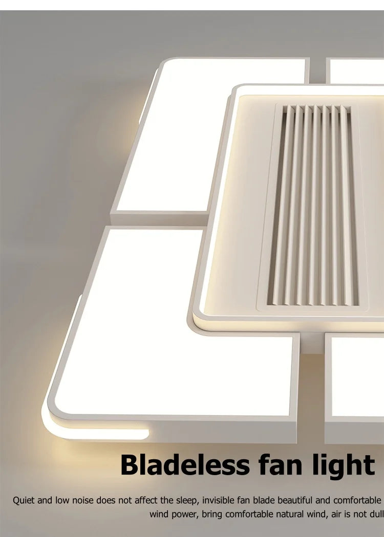 New Ceiling Fan Bladeless with Light Living Dining Room Cold Warm Mode LED Invisible Ceiling Fan Lamp Remote Control Bedroom