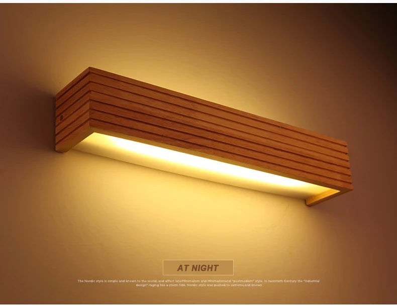 Modern Solid Wooden LED Wall Lamps Linear Nordic Corridor Bedroom Decoration Bathroom Mirror Indoor Lighting Home Living Room
