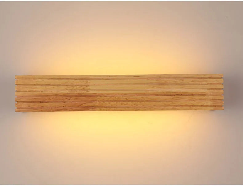 Modern Solid Wooden LED Wall Lamps Linear Nordic Corridor Bedroom Decoration Bathroom Mirror Indoor Lighting Home Living Room