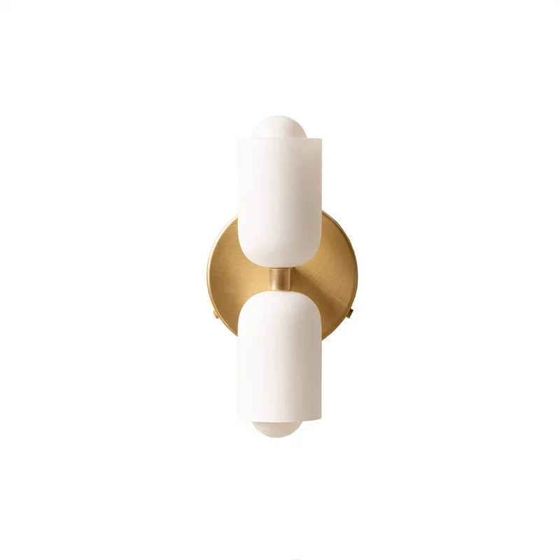 French Cream Wind Wall Lamp Double Headed Bedroom Living Room Master Bedroom High Grade Medieval Staircase Design Glass Lamp