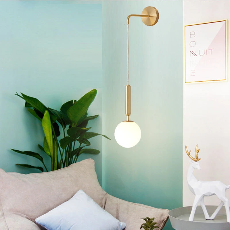 Modern Simple Glass Wall Lamp Nordic Creative LED Luxury Wall Lamps for Living Room Bedroom Bedside Wall Light Fixtures Lighting