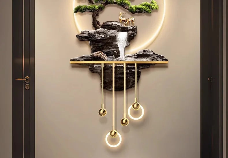 Interior Items Decorative Wall Lamp Modern LED Elk Crystal Porcelain Mural Light Living Room Hanging Paintings Lighting Home