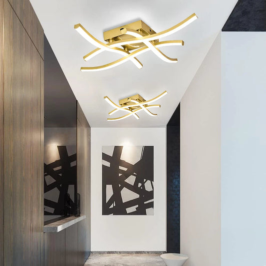 Modern Embedded Ceiling Light, Wave Shaped, Three Color Light, Living Room, Dining Room, Bedroom, Corridor Lighting Pendant Lamp
